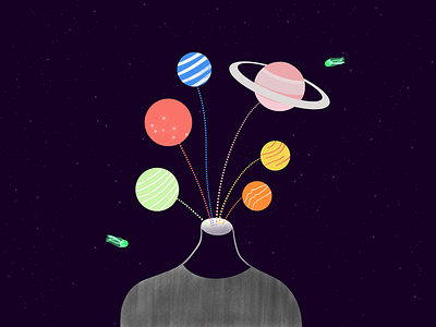 It's All in The Head illustration procreate saturn space space exploration universe visual art