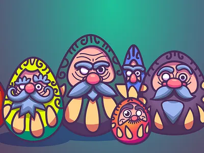 WIP: 404 Page for Personal Website beard beards daruma darumas eyebrows faces gradients illustration mustaches noses wip work in progress