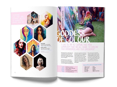 Goddess of Colour article artist charmaine olivia colour layout magazine oil paint print type typography