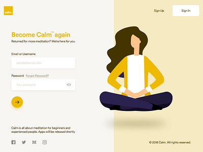 Calm™ Sign In authorisation calm illustration log in pastel sign in sign in form sign in page