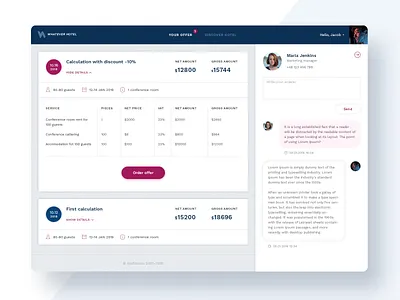 Conference calculation panel calculation chat conference flat hotel user interface uxui design