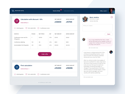 Conference calculation panel calculation chat conference flat hotel user interface uxui design