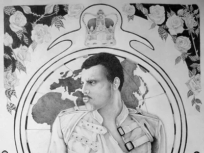 Freddie Mercury 2d art freddie mercury graphic art illustration pencil pencil drawing portrait art queen