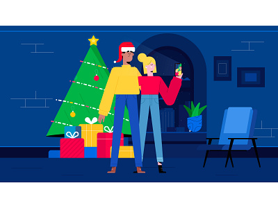 Selfie at Christmas character characters christmas illustration minimal