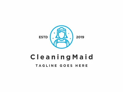 Cleaning Maid bath care cleaning concept family fresh home icon laundry logo maid mascot monoline professional pure service support sweep wash woman