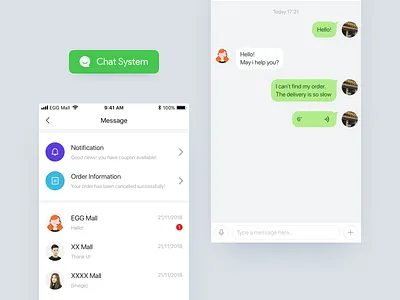 Chat system for mobile chat service ui