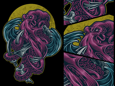 kraken monster art artwork design drawing graphic graphic art illustration illustrator kraken pirate sea