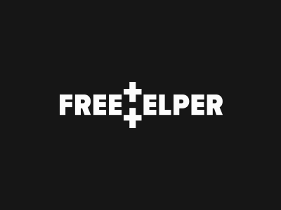 FREEHELPER aid animation black branding design h help logo plus typography