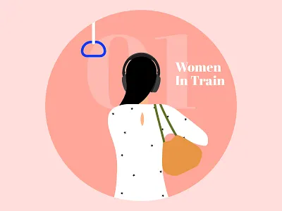 Women In Train colors daily commute design drawing illustration