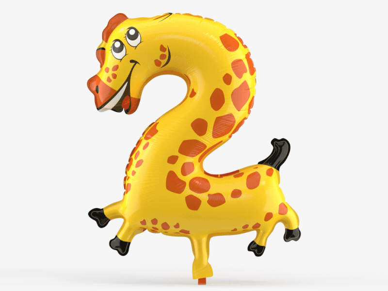 3D Stylized Balloon Number Two | 3D Model | Promo 3d animal animation art artwork c4d cartoon character character design cinema4d clean color concept creative cute design digital illustration motion simple