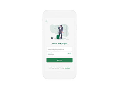 MyFlights - Login app form illustration login mobile ui