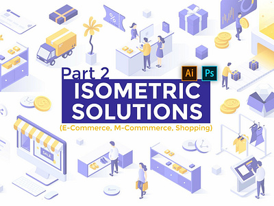 Isometric Solutions. advertising app banner business concept creative design development internet isometric isometric solutions landing landing page marketing mobile promotion solutions technology vector website