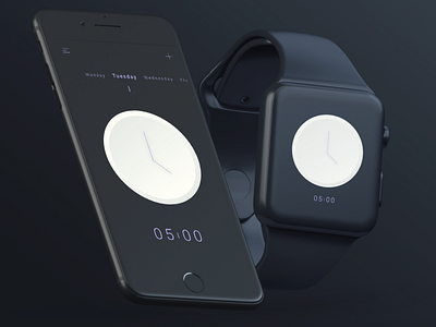 Clock app - iOS Concept app apple application clock daily 100 dailyui design design trends dribbble flat flat clock ios iphone ui ux watch app watch os watch ui web