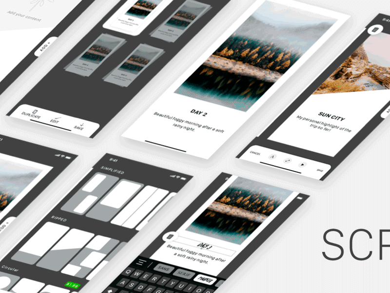 Scrrrn - Story App animated app instagram principle sketch app social app ui userexperience youtube