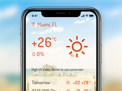 Weather App: Sunny day app application beach forecast hot iphone iphone x miami mobile phone summer temperature weather weather forecast