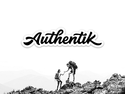 Authentik Stickers black and white design logo minimalism minimalist minimalist design mountains