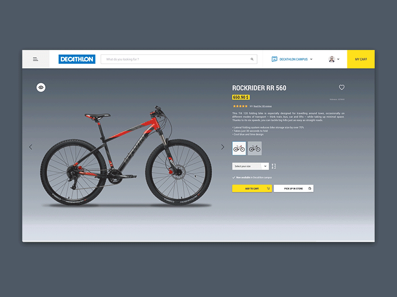 RR 560 bikeshop interface sport app sport design ui ux web interface