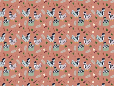 Three French Hens art design graphic design pattern pattern design
