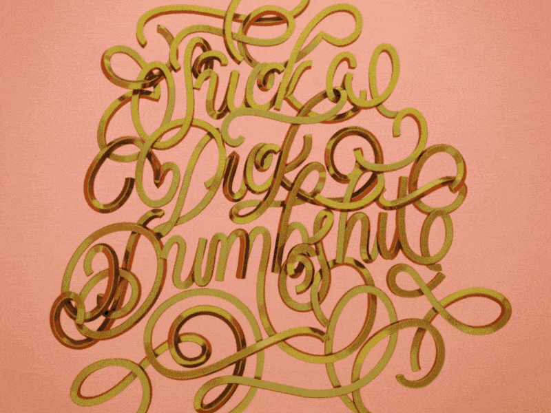 Suck a Dick, Dumbshit! 3d bojack c4d calligraphy cinema 4d cinema4d gold gold 3d gold lettering gold letters illustrated type illustration lettering letters script type typography
