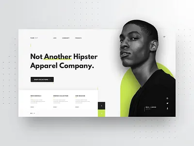 Flagship black white branding card clothing depth ecommerce green header hero illustration minimal minimalism shopping simple swiss typogaphy ui website