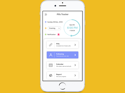 Pills Tracker design mobile app ui ux