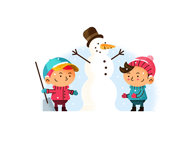 Building A Snowman adobeillustrator adobephotoshop art artwork colored design dribbble flat design illustration snowman texture vector