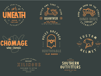 Extras - Gallicide Font all caps badge badge logo bmx branding condensed condensed font design font illustration logo roller skate shaka skateboard typeface typography vector vespa vintage vintage badge