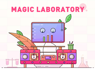 Laboratory laboratory 化学 描边 插图