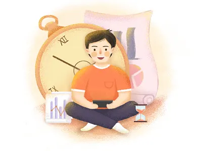 time management boy date illustration time