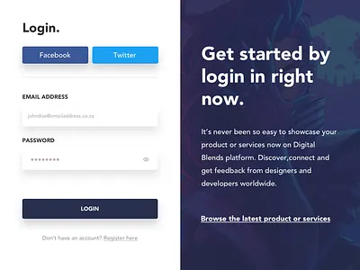 Get Started Login UI card design form gaming login sketch ui ui design video games