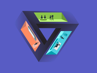 Pen Rose Triangle animation design flat gif gif animation illustration isometric isometric design isometric illustration motion motiongraphics pastel web