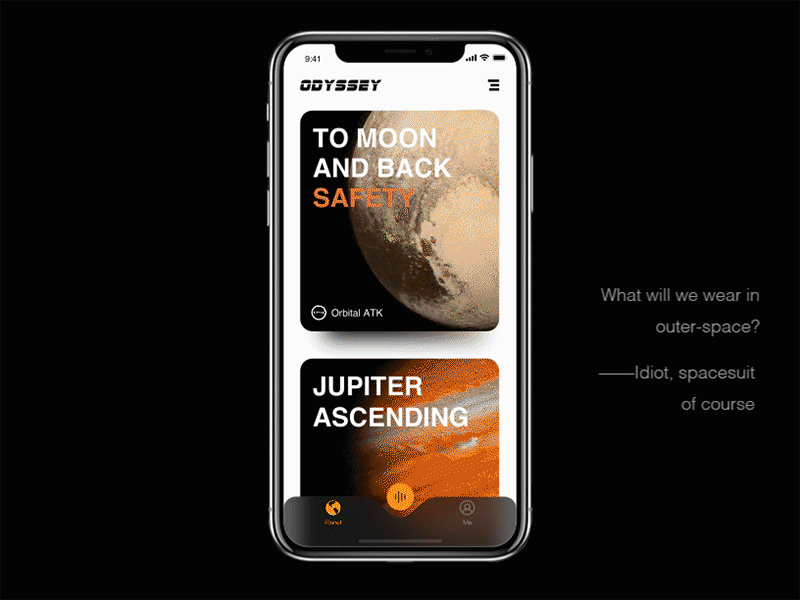Odyssey Interplanetary-voice assistant animation design interface design ui
