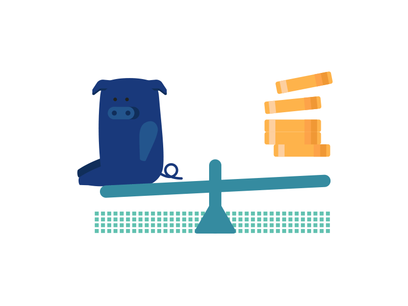 Mr. Pig animal animation flat money pig