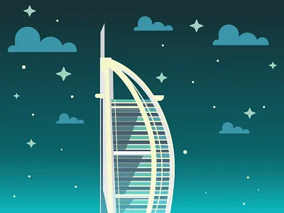 Building Skyscraper architect art borj al arab building dubai flat illustration skyscraper vector