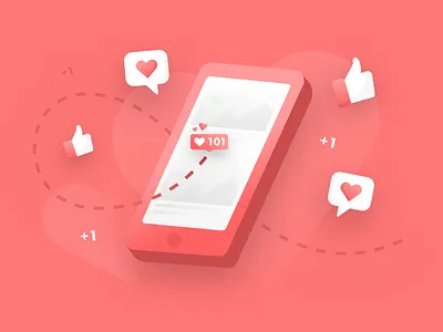 Social Media Illustration design flat heart icons illustration likes pink simple sketch smm socialmedia ui vector