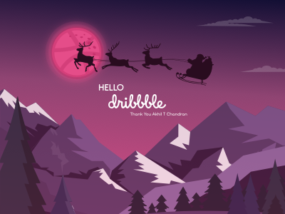 Hello Dribble animation christmas december design dribbble dribbble ball dribbble best shot flat forest hills illustration lettering logo minimal pine santa claus typography ui vector