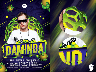 EDM Dj Poster 14 Flyer Template concert daminda dj dj event dj flyer dj flyer template edm edm festival electronic event fall festival gold house music music night palm pink summer sun