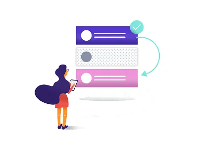 Woman working on tablet character color color bars office skip logic tablet ui user vector illustration woman work