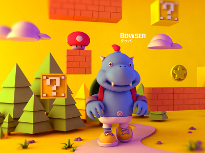 Bowserクッパ bowser c4d illustration mario
