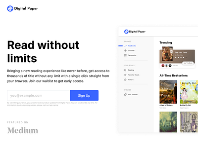 Digital Paper Early Access Landing Page app branding design digital paper landing page ui