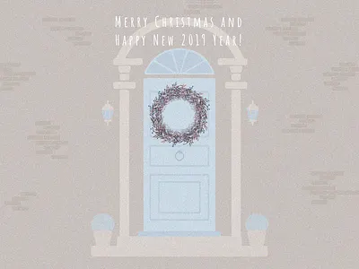 Merry Christmas and Happy New 2019 Year! design image light simple typography vector