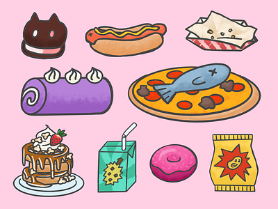 ⭐Together Food⭐ cake chips dessert donut fish food fries hotdog ice cream juice box junk food pizza snacks steven universe waffles