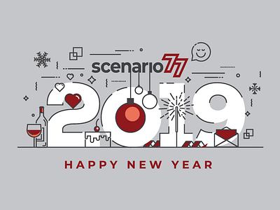 Scenario 77 Happy New Year Card 2019 branding card clean design graphic graphic design happy new year icon illustration logo design minimal vector