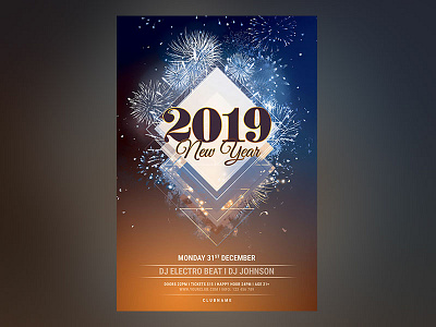 New Year Flyer colors design download firework fireworks flyer graphic design light modern new year party photoshop poster psd template