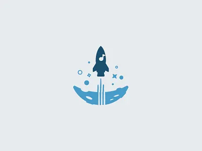 Music from the Moon Competition Logo blastoff branding competition design illustration logo minimal moon music nasa rocket rocket launch space stars vector