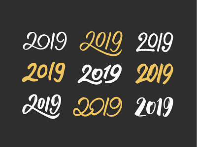 Set of 2019 calligraphic numbers 2019 banner calligraphy card design for sale greeting happy lettering logo new new year poster sticker text type typography vector vintage year