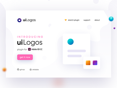 uiLogos - Adobe XD Plugin adobe adobe xd adobe xd plugin landing page logomark logos minimal plugin typogaphy ui uilogos webdesign xd