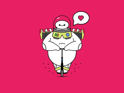Baymax baymax commuter illustration scooter toy story