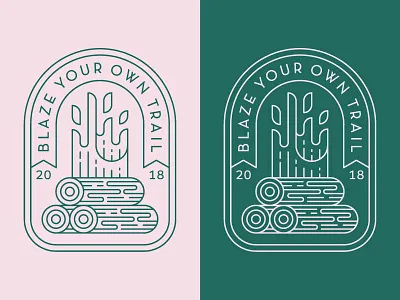 Campfire Badge badge banner branding camp fire camping fire flames icon illustration line logo logs outdoors patch wood