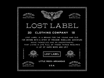 Lost Label Assets I brand clothing eye identity lettering moth moto type usa